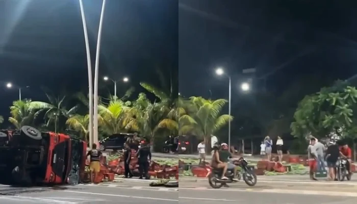 video:-caminhao-tomba-na-joao-paulo-ii-apos-motorista-perder-o-controle-do-veiculo